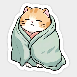 Cute orange cat in a blanket Sticker